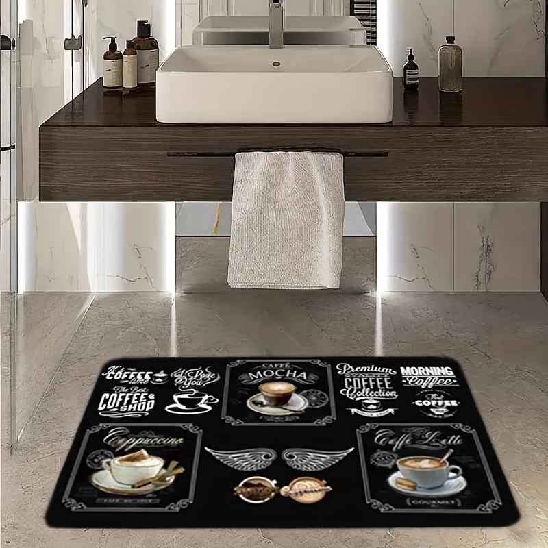 2Pcs Coffee Cup Print Kitchen Rug Anti-Fatigue Kitchen Rug Waterproof Non-Slip Rugs Set Runner Rug Bedside Rug Absorbent Carpet For Kitchen