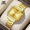 OPK 6080 Classic Fashion Ladies Quartz Watch Retro Square Dial Adjustable Strap Stainless Steel 30m Waterproof Watch For Women