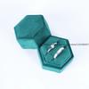 Sage Sechseck Samt Ringbox Einzel- & Doppelschlitz für Abschluss Verlobungsring, Braut Foto Detail Requisiten, Erinnerungsstück, Monogramm