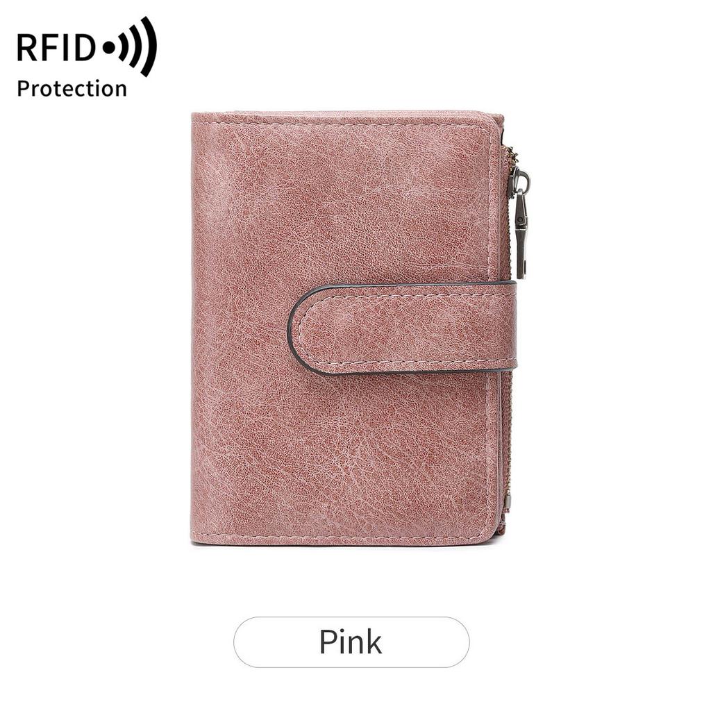 Anti-theft Brush Women's Short Wallet Korean Version Three-fold Portable Clutch Bag Simple Solid Color Wallet