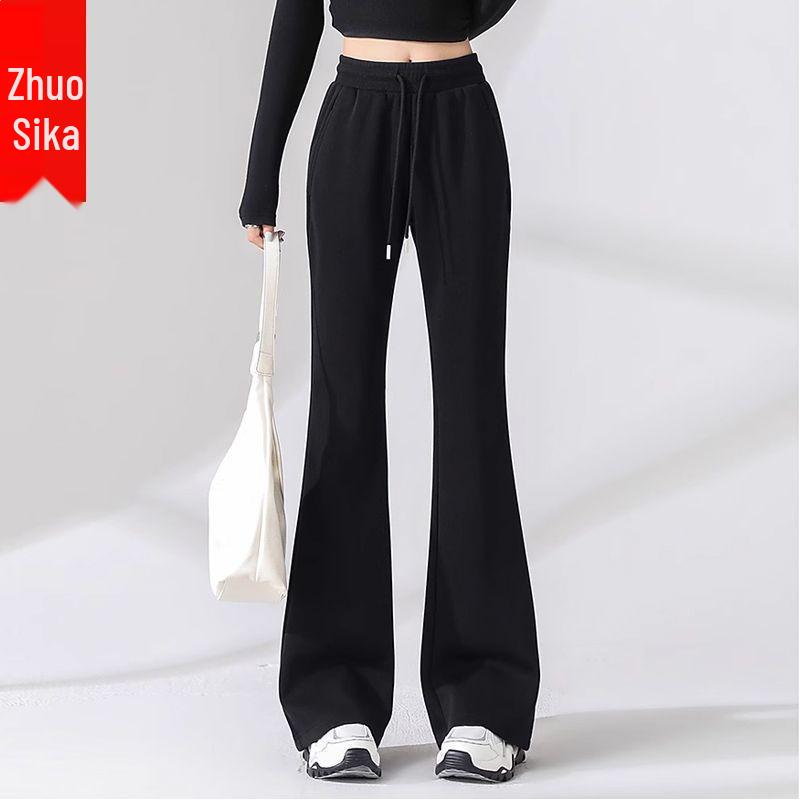 

Women s Micro-Flare Black High-Waist Athletic Pants - Versatile, Flattering Elastic Waist for Spring/Autumn 2026 S for 85-98 lbs