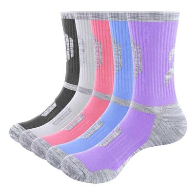 Sports Thick Socks for Trekking and Mountain Sweat Odor Set of 5 Pairs [YUEDGE] Women's Climbing, Walking, Cotton, Breathable, Absorbent, Resistant,