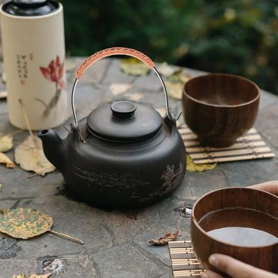 Sturdy Teapot Handle High Grade Iron Suede Wear Resistant Easy Clean Kettle Handle Retro Style Daily Use Teapot