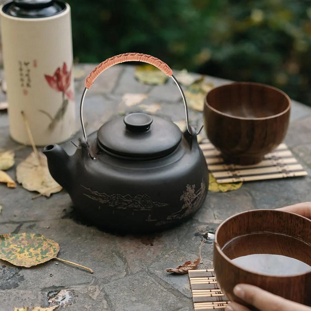 Sturdy Teapot Handle High Grade Iron Suede Wear Resistant Easy Clean Kettle Handle Retro Style Daily Use Teapot