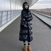 Giacca Lunga Calda in Cotone Piumino Nero Oro, Inverno Versione Coreana Nuova Giacca in Cotone Larga e Spessa Sopra il Ginocchio