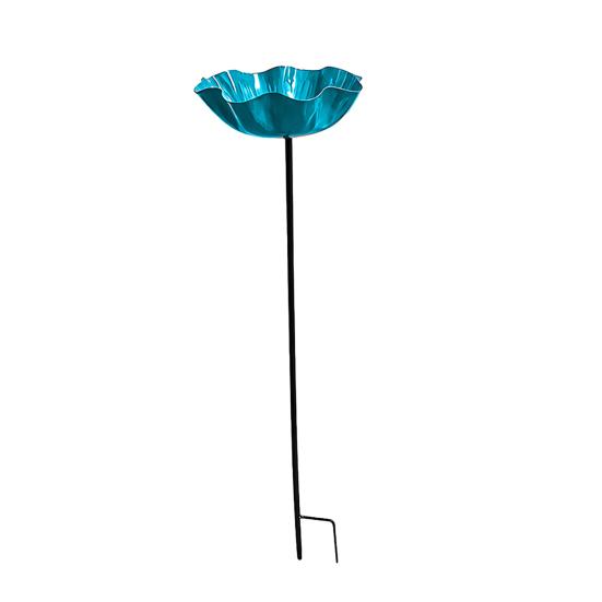 

Handmade Metal Bird Feeder Garden Stake with Pollinator Water Station Bird Bath for Water Feeder with Flower Design for Outdoor Yard Decor синій