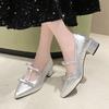 Increas Height Pointed Toe Riband Shoes Woman Flats Clogs Platform Crystal Dress Summer Creepers Rhinestone New Mary Janes Incre