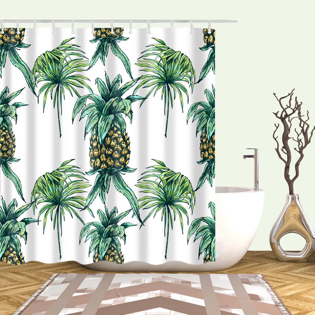Tropical Plants Shower Curtains for Bathroom Polyester Fabric Shower Curtain Leaves Cactus Printing Bathroom Curtains Home Decor