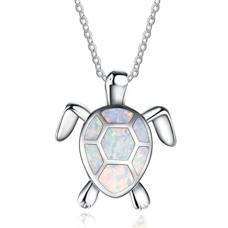 Steel Fun Jewelry Sea Turtle Animal Pendant Female Blue Crystal Wedding Jewelry Charms Necklace For Women Neck Chain Accessories