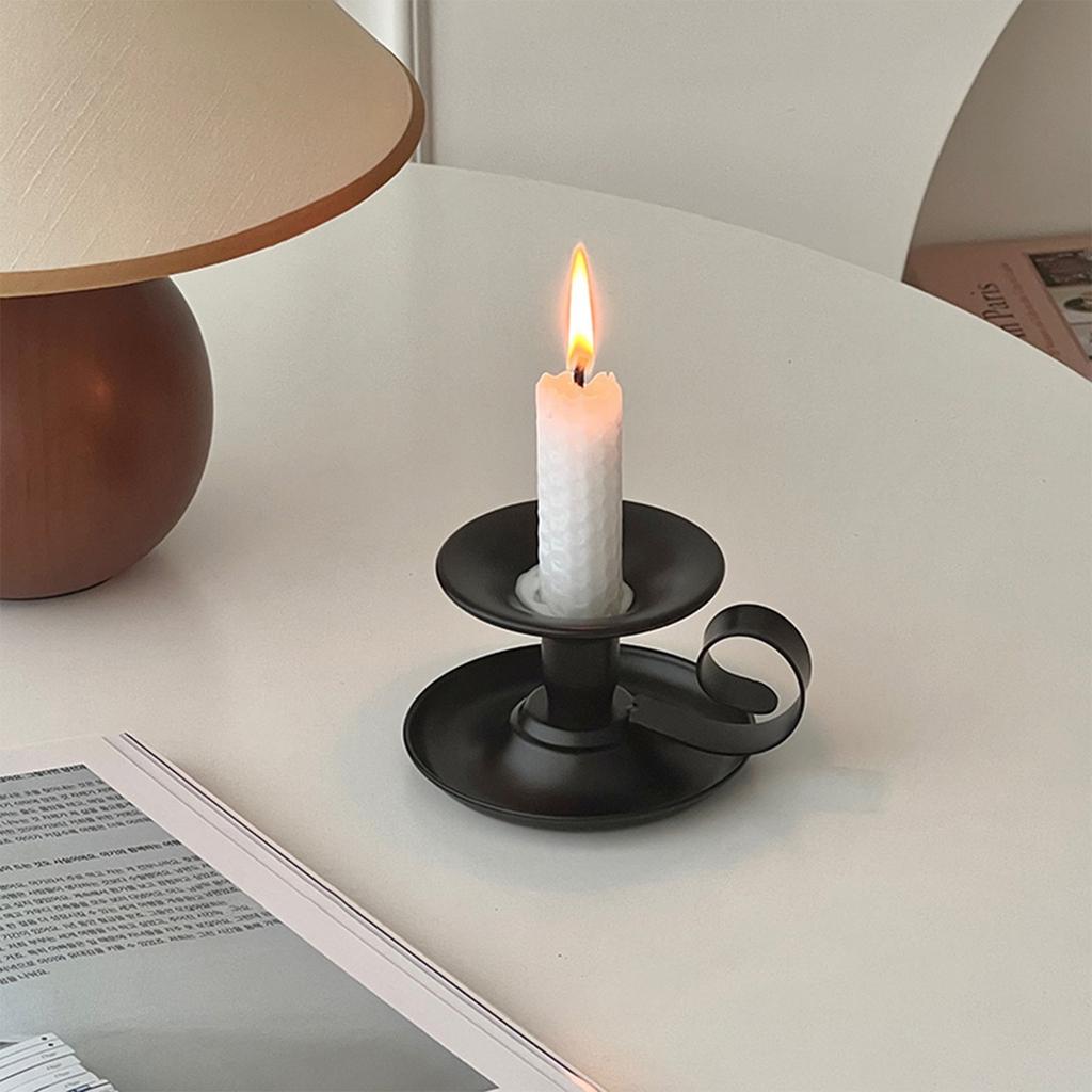 Portable Candle Holder Desktop Candlestick Table Ornament Metal Candlestick Taper Candle Holder With Handle Home Decor