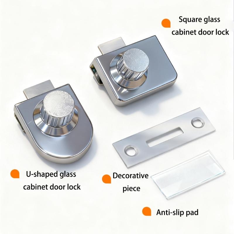 2pcs Modern Zincs Alloys Glass Door Lock Easy Installation for Display Cabinets Enhancing Security and Aesthetic Appeal in Various Spaces