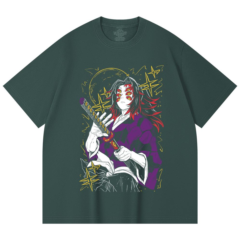 230 Gsm 100% Cotton Demon Slayer V35 Kokushibo Print Unisex Heavy Cotton T Shirt