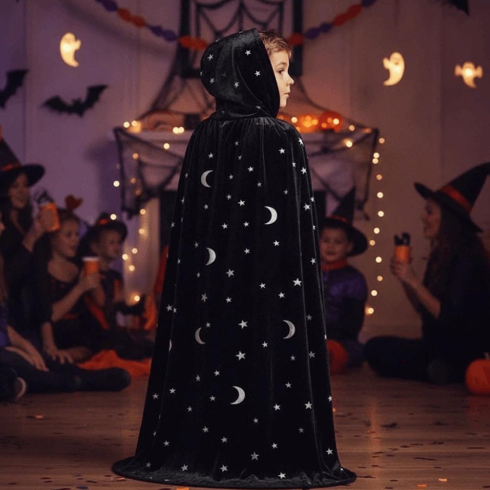 Soft Fabric Velvet Hooded Cloak Tie Up Closure Gothic Party Apparel Costume Robe Halloween Night