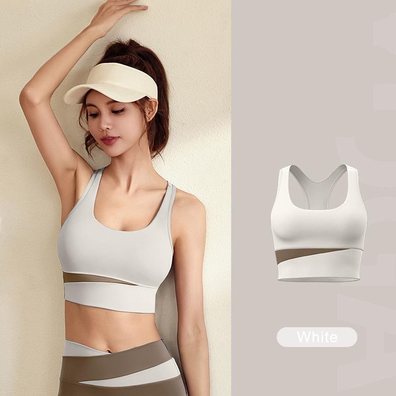 Женский спортивный бюстгальтер, амортизирующий жилет для фитнеса, эластичный жилет для йоги, бюстгальтеры для бега S белый