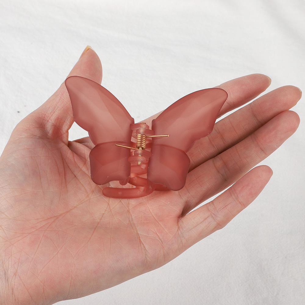 

Модные прозрачные матовые заколки-крабы для волос в виде бабочек для женщин и девушек, милые однотонные зажимы для волос, заколки-автоматы, держатель для хвостика, аксессуар для волос