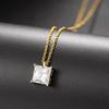 Korean Style Pendant Necklace for Women Square Cut Crystal Choker Chain Simple Gold Color Necklaces Accessories Jewelry N505