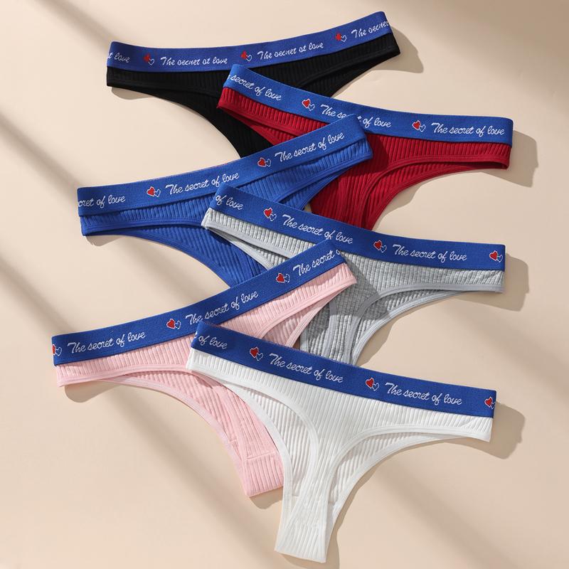 6Pcs Women Thongs Low Waist Sexy Panties Girls Briefs Cotton G-String Breathable Underwear Ladies Panty Female Lingerie