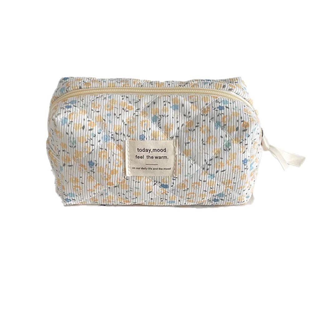 Ins Style Korduroy Ästhetischer Kosmetik-Organizer Große Kapazität Reißverschluss Floral Make-up Tasche Hautpflege Clutch Kosmetik