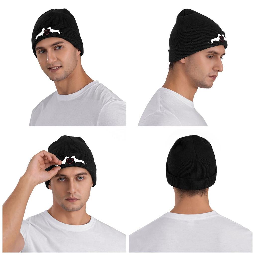 Dachshund Pattern Art Warm Knitted Cap Fashion Bonnet Hat Autumn Winter Outdoor Beanies Hats for Unisex Adult