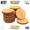 Green Stuff World Round Base Set, 28.5mm Diameter, MDF, 20-Piece Set, GSWD-11380