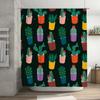 Colorful Cactus Bathroom Shower Curtain Decor Plant Pattern Print Waterproof Fabric for Home Decoration in Bathtub Red, Green, Y