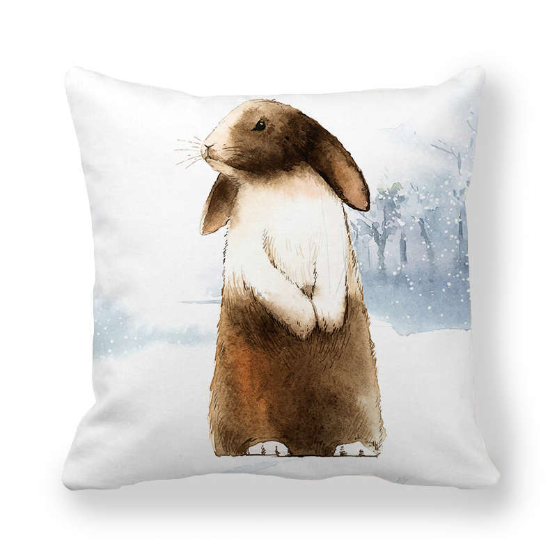 Icy And Snowy Animal Patterns Digital Printing Short Plush Pillow Covers For Car Sofa Office Cushion Cover Home Goods