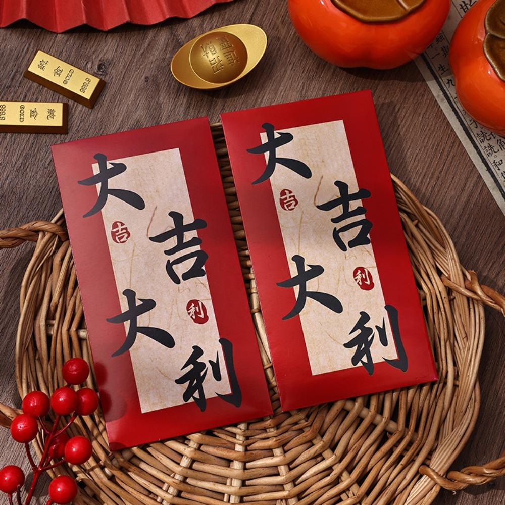 6pcs Blessing Chinese Calligraphy Red Envelopes Hongbao Red Packet New Year Money Pocket Bonus
