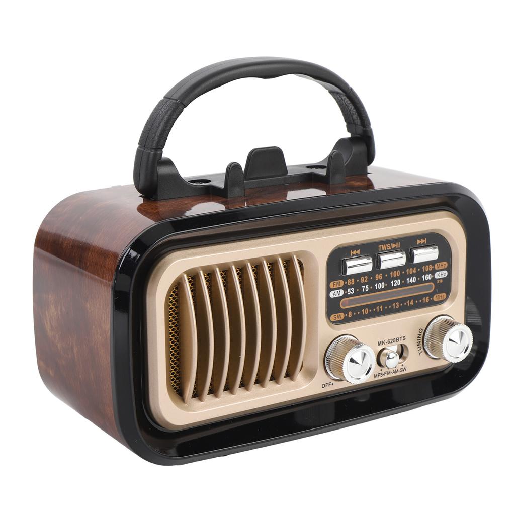 Retro Radio with   Spker Memory Card USB Playback Solar Battery Powered Rechargble Portable AM FM Radio for Outdoor Camping