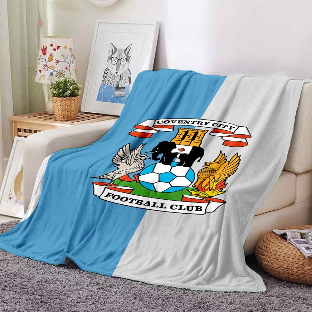 Coventry City Football Club Stemma Bandiera Stampa Coperta in Flanella Morbida Calda Coperta da Divano Letto Soggiorno