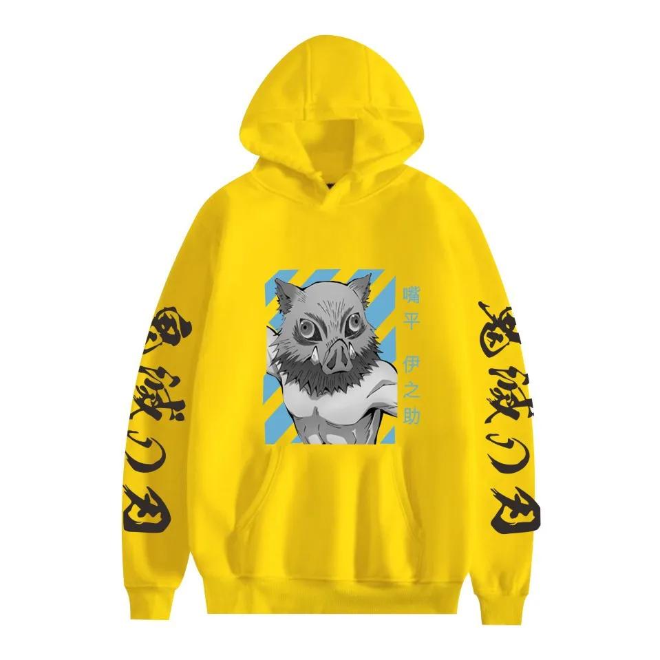 Demon Slayer Inosuke Hashibira Hoodies Anime Kimetsu No Yaiba Hooded Cute Kawaii Oversized Hoody Tops Men Women Sweatshirts
