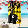 Custom NameFootball Helmet. Steelers Logo. Name. Beach Towel Soft Microfiber Summer Towel Quick Dry Absorbent Towel for Beach Swimming Pool Travel