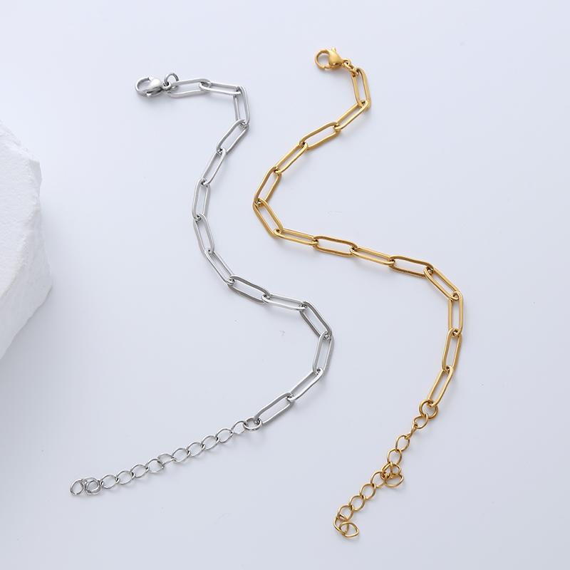 Chain Acero Inoxidable 18k Gold Plated Paperclip Chain Stainless Steel Bracelets