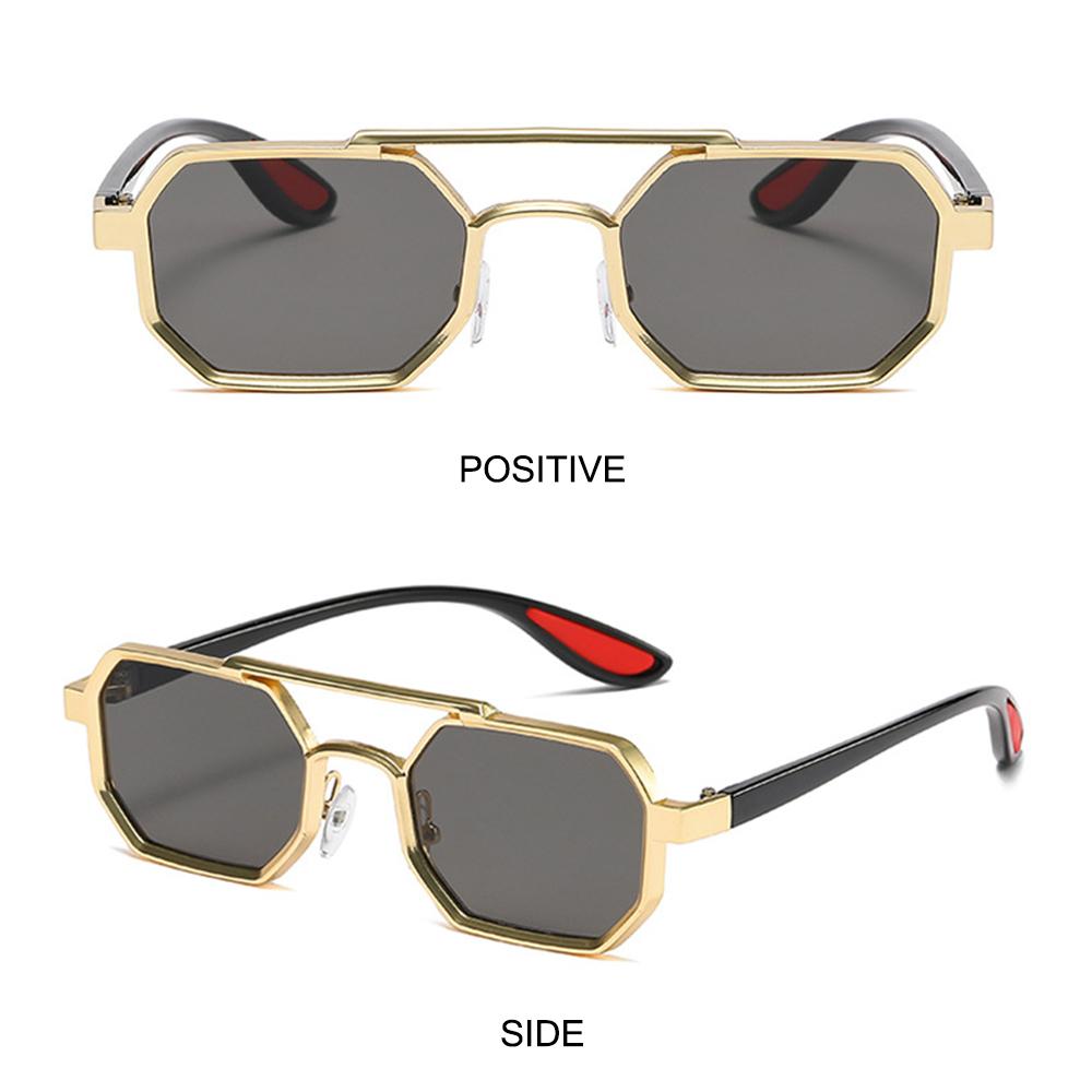 Street Wear Polygon Sunglasses Metal Eyewear Retro Double Bridge Sun Glasses