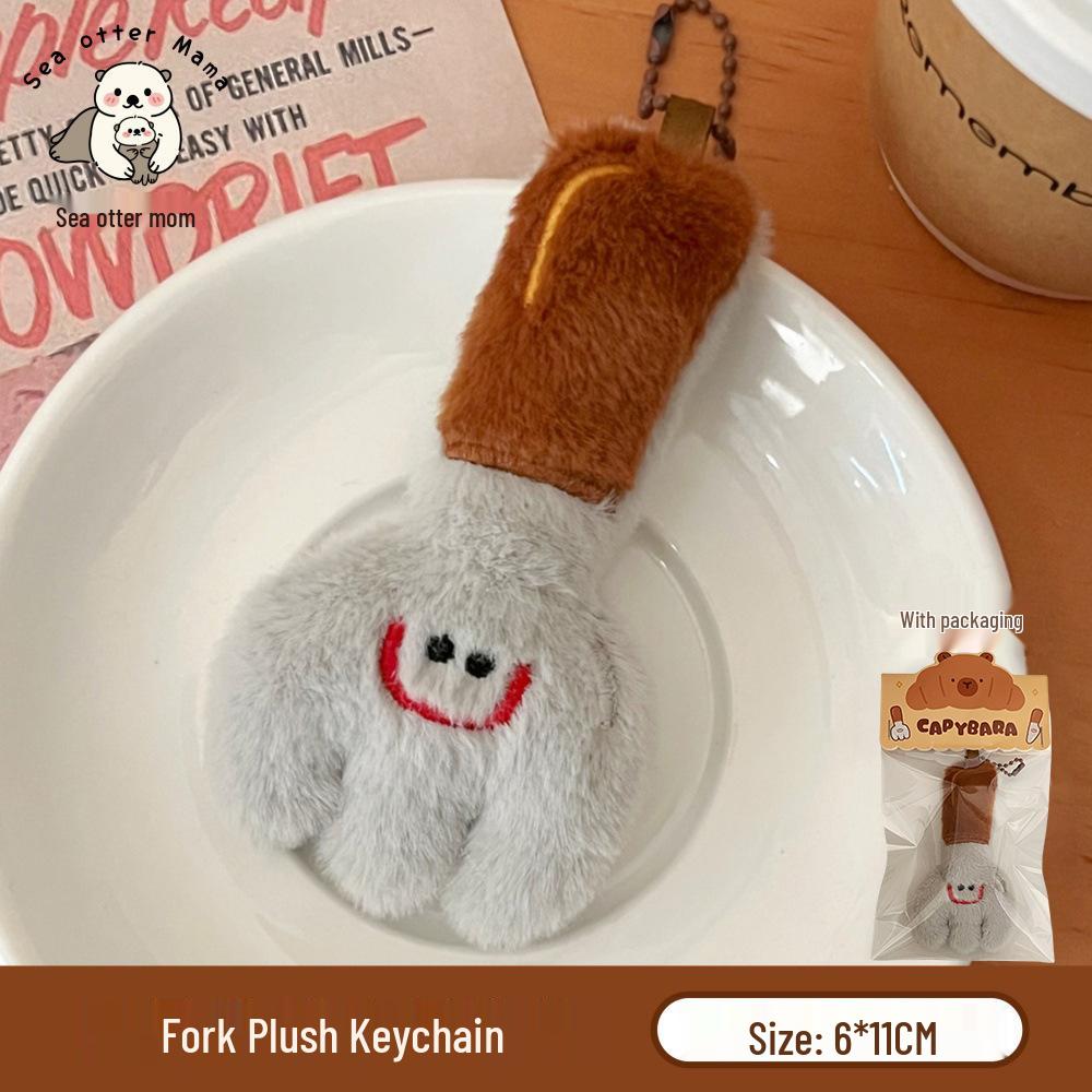 Creative Food Pendant Girl Cartoon Capybara Plush Doll Bread Charm Decoration Accessory
