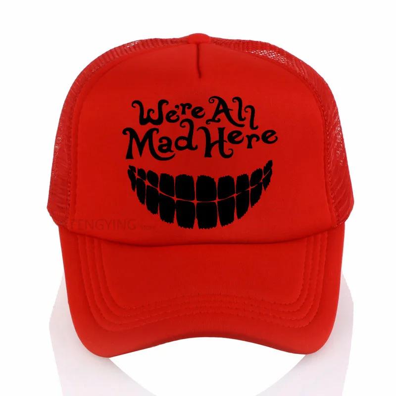 

Were All Mad Here Cheshire Cat Alice In Wonder baseball cap summer mesh trucker hats