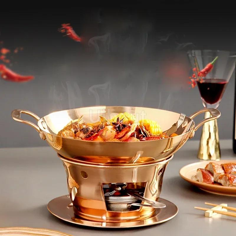 Dry pot Solid liquid Thickened stainless steel commercial pot Household suit pot big cooking Alcohol stove small hotpot
