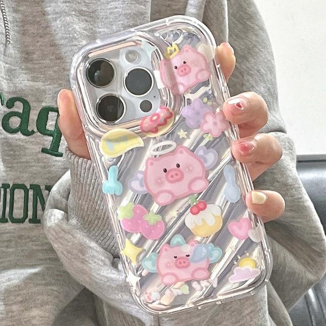 

Чехол для телефона Ins Pig Strawberry Cake Flower Cloud Moon для Iphone 13 12 Promax 11 14 Pro Max Imd задняя крышка Capa Shell Fundas For iphone 12