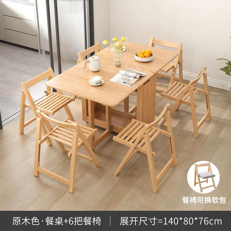 For Folding Dining Table Set 6 Chairs Luxury Modern Space Savers Minimalist Dining Table Nordic Table À Manger Kitchen Furniture