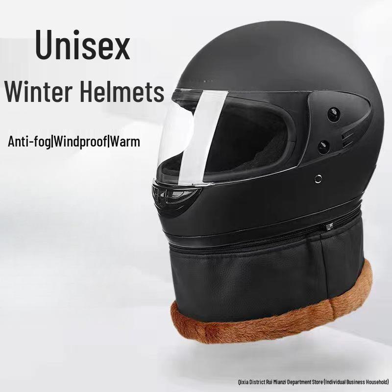 Unisex Full Face Electric Vehicle Helmet - Cold-Proof, Anti-Fog, and Warm for All-Season Riding