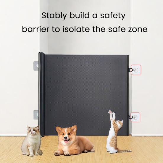 Retractable Pet Gate Mesh Pet Safety Gate No Drill Installation Indoor Outdoor Pet Barrier Fence Home Divider for Stairs Doorways Bedrooms