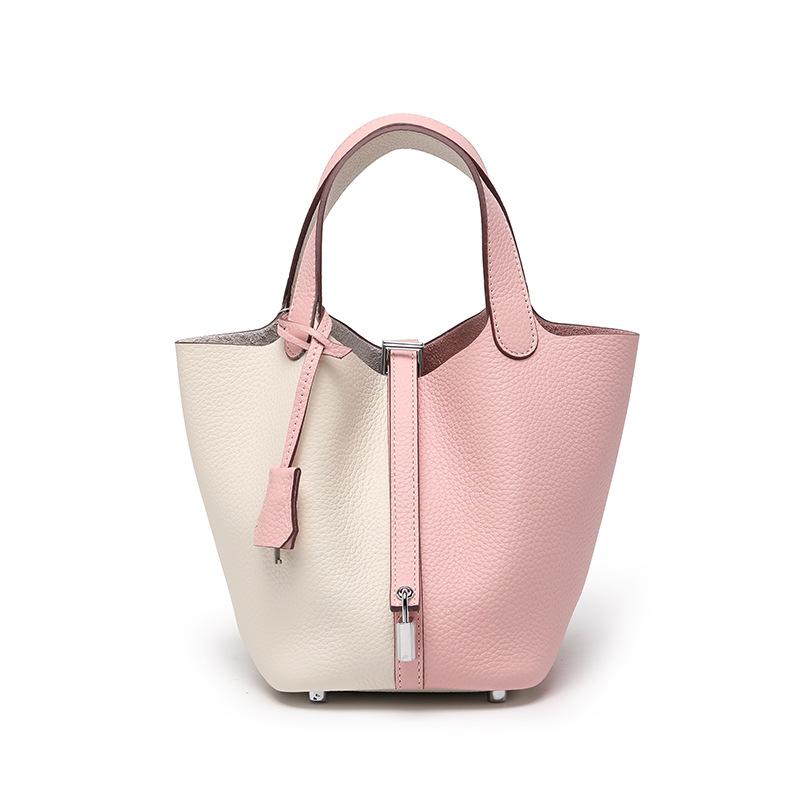 [New] High-quality First-layer Cowhide Niche Vegetable Basket Handbag Female, Genuine Leather Large-capacity High-end Bucket Bag