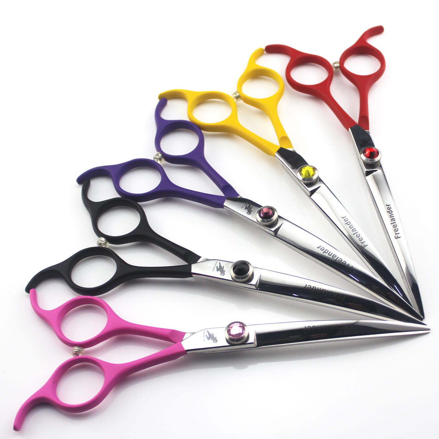6.5 Colorful Curved Pet Grooming Shears with Pouch - Dual Use Black Curve