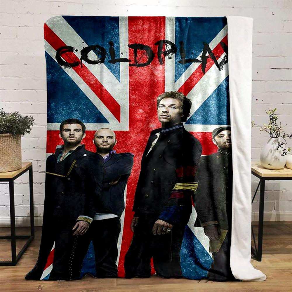 Coldplay band print flannel Keep warm bedroom blanket, perfect for rooms, living rooms, home decor, and gifts