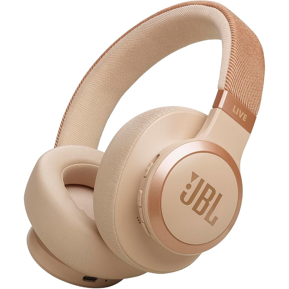 JBL LIVE 770 NC Style/Design/Hybrid Noise Cancelling/Bluetooth Enabled/Multipoint/Over-Ear Headphones/Sandstone/JBLLIVE770NCSAT