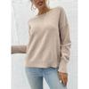 Einfarbiger Rundhals-Pullover für Damen | Weiches Strickoberteil | Lässige lockere Passform
