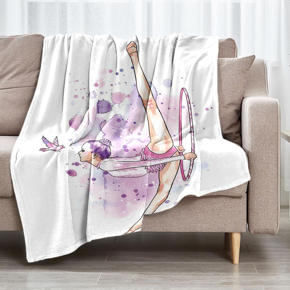 Gymnastics Theme Printed Blanket - Perfect for Couch, Bed, Travel & Outdoor Use | Machine Washable, Cozy & Durable.