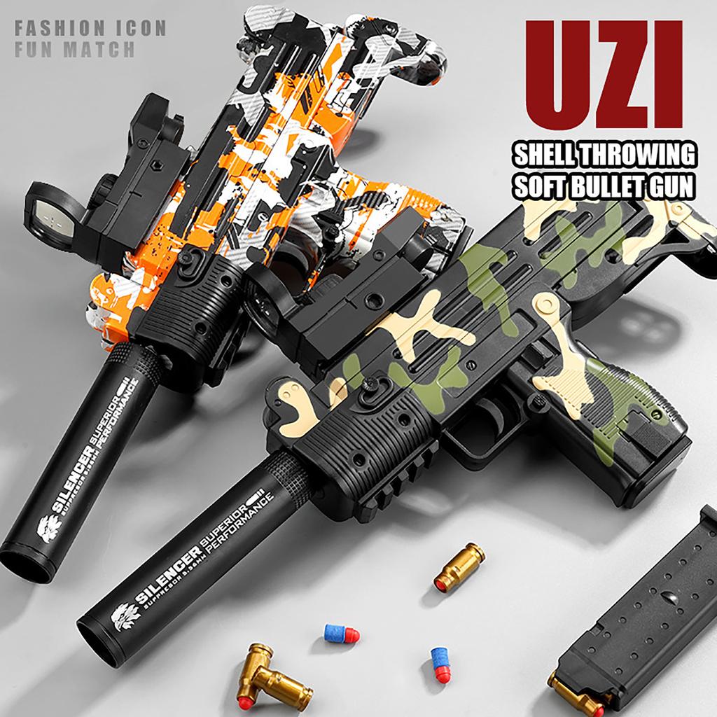 Uzi Machine Blaster R Apid Fire Manual Toy Guns For Boys Girls Family Party 10 Bullets 8 Magazines,Manual Toy Guns With Removable Magazine