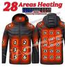 7.4V Heated Hooded Cotton Jacket with Four Controls and 25 Heating Zones for Outdoor Warmth