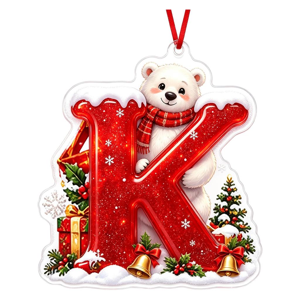 Christmas Acrylic Hanging Ornament, Red Snow Scene Letter Design, 2D Flat Decoration for Christmas Tree and Home Holiday Decor