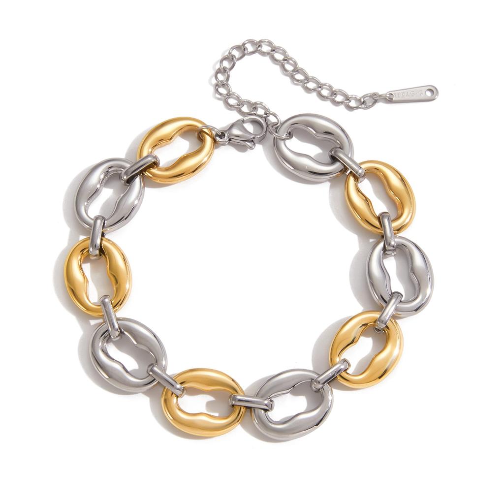 Yori Nieuwe Roestvrij Staal Geometrische Colorblock Armband Metalen Textuur 18K Goud PVD Gecoat Waterdichte Sieraden Cadeau 2025